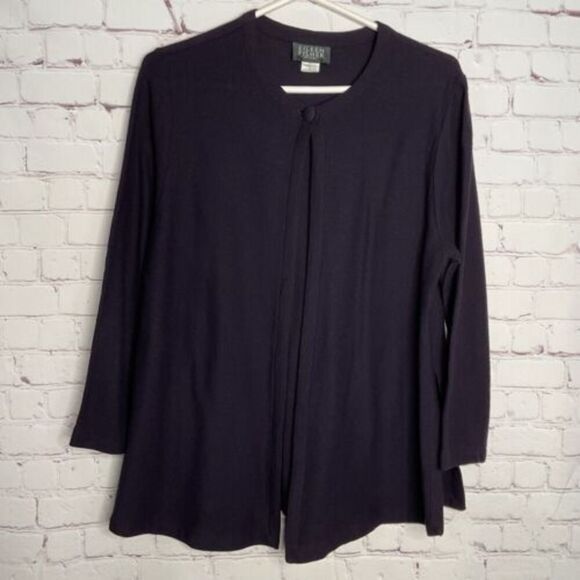 Eileen Fisher Cardigan‎ Womens Small 100% Wool  Sweater Purple Office Cover Up - Picture 1 of 9